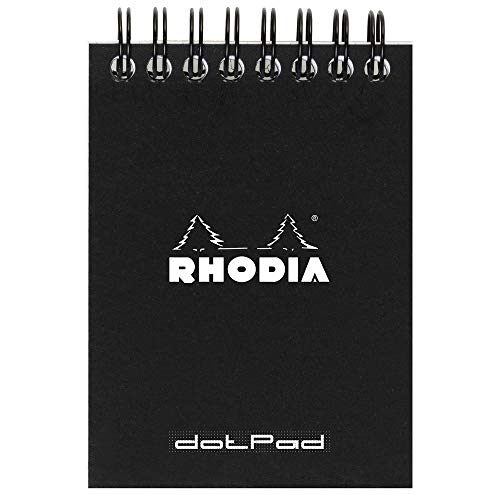 Rhodia 115039C Notizblock (A7, Doppelspirale Lineatur, dot, 80 Blatt) 1 Stück schwarz von Rhodia