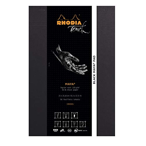 Rhodia Rhodia 116113C - Zeichenblock Black Maya DIN A4+, 50 Blatt schwarz, Maya Papier 120g, cross, 1 Stück, Schwarz Rhodia Rhodia 116113C - Zeichenblock Black Maya DIN A4+, 50 Blatt schwarz, Maya Papier 120g, cross, 1 Stück, Schwarz von Rhodia