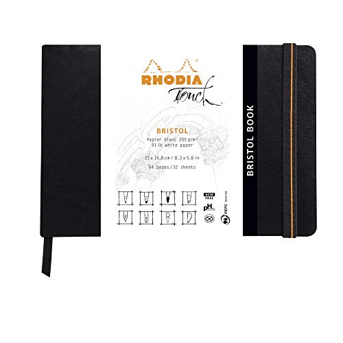 Rhodia 116114C - Skizzenbuch Bristol Book, 32 Blatt blanko, weißes Bristolpapier, 205g, 21 x 14,8 cm 205g, Querformat, Softcover mit Kunstleder, Schwarz, 1 Stück Rhodia 116114C - Skizzenbuch Bristol Book, 32 Blatt blanko, weißes Bristolpapier, 205g, 21 x 14,8 cm 205g, Querformat, Softcover mit Kunstleder, Schwarz, 1 Stück von Rhodia