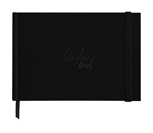 Rhodia 116155C - Rhodia Touch Zeichenbuch Watercolor Book, mit satinierter Körnung aus 100% Baumwolle 300g, 20 Blatt, A5 Querformat, ideal für Aquarell und Mischtechniken, Schwarz, 1 Stück von Rhodia