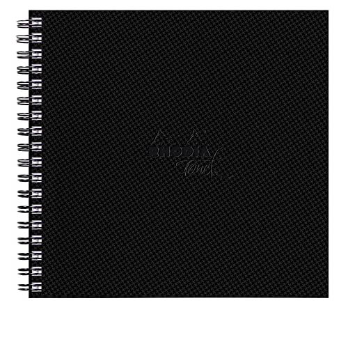 Rhodia 116169C - Rhodia Touch Spiralalbum Watercolor Book, Doppelspirale, mit satinierter Körnung aus 100% Baumwolle 300g, 20 Blatt, 21x21 cm, ideal für Aquarell und Mischtechnilen, Schwarz, 1 Stück von Rhodia