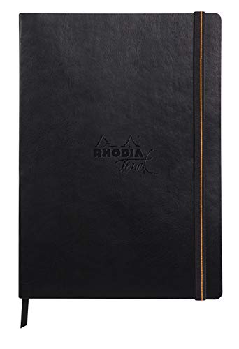 Rhodia 116175C - Rhodia Touch Skizzenbuch Mixed Media Book, DIN A4 Hochformat, 20 Blatt Paint'ON-Papier extraweiß 250g, ideal für Mischtechniken und Kunst, Schwarz, 1 Stück von Rhodia