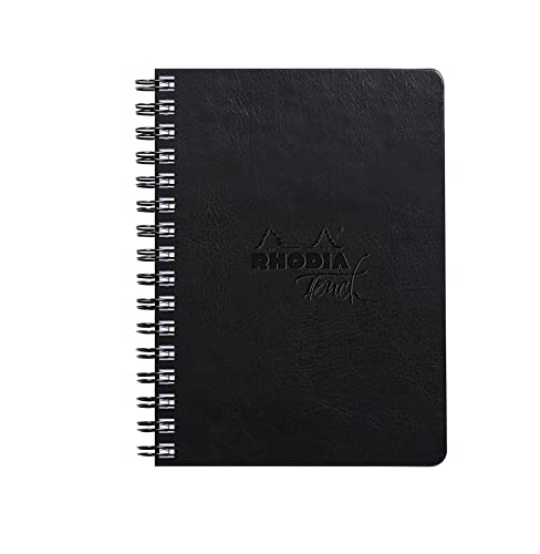 Rhodia 116181C - Rhodia Touch Spiralalbum Mixed Media Book, Doppelspirale, DIN A6 Hochformat, 32 Blatt Paint'ON-Papier extraweiß 250g, ideal für Mischtechniken und Kunst, Schwarz, 1 Stück von Rhodia