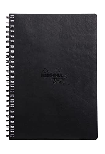 Rhodia 116183C - Rhodia Touch Spiralalbum Mixed Media Book, Doppelspirale, DIN A4 Hochformat, 32 Blatt Paint'ON-Papier extraweiß 250g, ideal für Mischtechniken und Kunst, Schwarz, 1 Stück von Rhodia