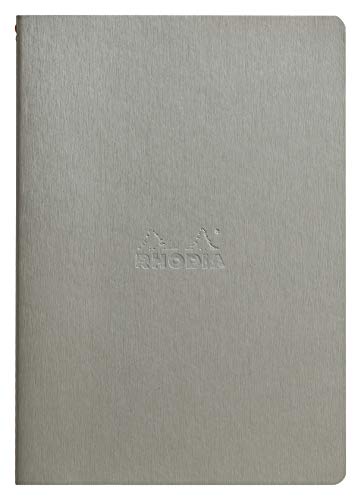 Rhodia 116401C Rhodiarama Notizbuch (ideal für Ihre Notizen, DIN A5, 14,8 x 21 cm, 32 Blatt, liniert, Premium Velinpapier 80g, elfenbein) 1 Stück, silber von Rhodia