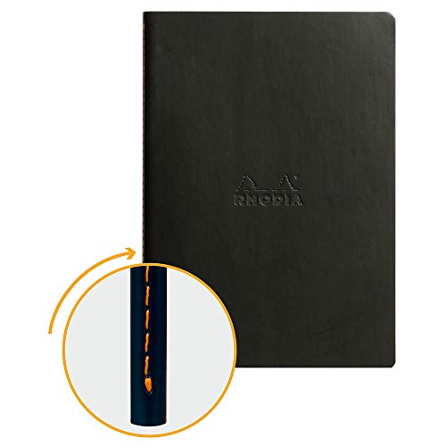 Rhodia 116402C Rhodiarama Notizbuch (ideal für Ihre Notizen, DIN A5, 14,8 x 21 cm, 32 Blatt, liniert, Premium Velinpapier 80g, elfenbein) 1 Stück, schwarz von Rhodia