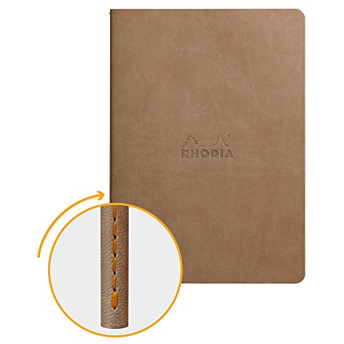 Rhodia 116454C Rhodiarama Notizbuch (ideal für Ihre Notizen, DIN A5, 14,8 x 21 cm, 32 Blatt, dot, Premium Velinpapier 85g, elfenbein) 1 Stück, maulwurfsgrau von Rhodia