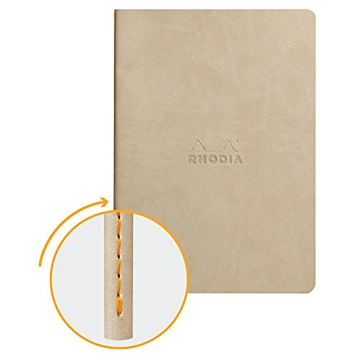 Rhodia 116455C Rhodiarama Notizbuch (ideal für Ihre Notizen, DIN A5, 14,8 x 21 cm, 32 Blatt, dot, Premium Velinpapier 85g, elfenbein) 1 Stück, beige von Rhodia