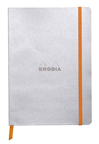 Rhodia 117401C Notizheft (mit weichem Umschlag, liniert, 80 Blatt, DIN A5, 14,8 x 21 cm) 1 Stück silber von Rhodia