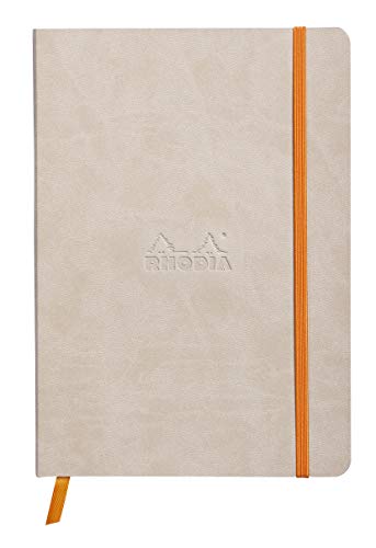 Rhodia 117455C Notizheft Rhodiarama mit weichem Umschlag, dot grid, 80 Blatt, 90 g elfenbeinfarbenes Papier, A5 148 x 210 mm, Lesezeichen, Innentasche,1 Stück,beige von Rhodia