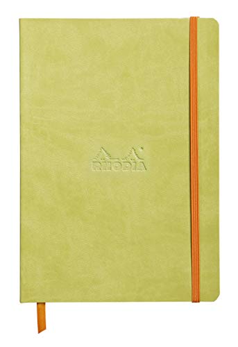 Rhodia 117456C Notizheft Rhodiarama mit weichem Umschlag, dot grid, 80 Blatt, 90 g elfenbeinfarbenes Papier, A5 148 x 210 mm, Lesezeichen, Innentasche,1 Stück,anisgrün von Rhodia