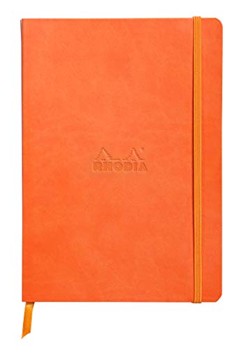 Rhodia 117464C Notizheft Rhodiarama mit weichem Umschlag, dot grid, 80 Blatt, 90 g elfenbeinfarbenes Papier, A5 148 x 210 mm, Lesezeichen, Innentasche,1 Stück,tangerine von Rhodia