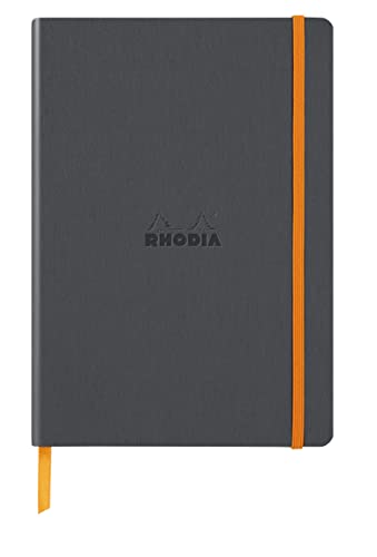Rhodia 117479C - Notizbuch Rhodiarama mit Softcover, DIN A5, 80 Blatt elfenbein 90 g dot, 1 Stück, Titanium von Rhodia
