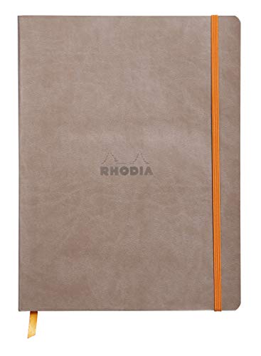 Rhodia 117554C Notizheft Rhodiarama mit weichem Umschlag, dot grid, 80 Blatt, 90 g elfenbeinfarbenes Papier, 190 x 250 mm, Lesezeichen, Innentasche,1 Stück,maulwurfsgrau von Rhodia