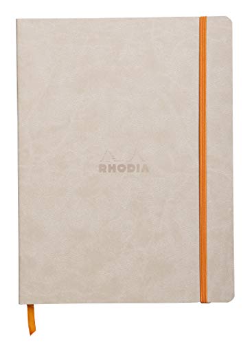 Rhodia 117555C Notizheft Rhodiarama mit weichem Umschlag, dot grid, 80 Blatt, 90 g elfenbeinfarbenes Papier, 190 x 250 mm, Lesezeichen, Innentasche,1 Stück,beige von Rhodia