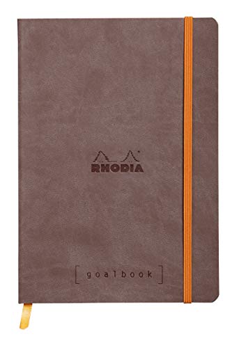 Rhodia 117743C Notizheft Goalbook (DIN A5, 14,8 x 21 cm, Dot, praktisch und trendige, mit weichem Deckel, 90g, elfenbeinfarbigem Papier, 120 Blatt, Gummizug, Lesezeichen) 1 Stück, schokoladen, Braun von Rhodia