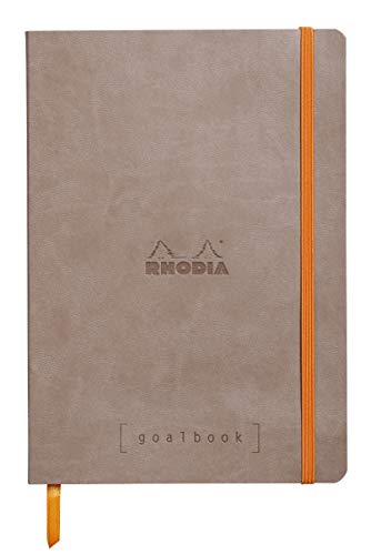 Rhodia 117744C Notizheft Goalbook (DIN A5, 14,8 x 21 cm, Dot, praktisch und trendige, mit weichem Deckel, 90g, elfenbeinfarbigem Papier, 120 Blatt, Gummizug, Lesezeichen) 1 Stück, Maulwurfsgrau von Rhodia