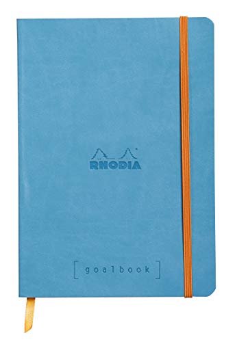 Rhodia 117747C Notizheft Goalbook (DIN A5, 14,8 x 21 cm, Dot, praktisch und trendige, mit weichem Deckel, 90g, elfenbeinfarbigem Papier, 120 Blatt, Gummizug, Lesezeichen) 1 Stück, Türkis von Rhodia