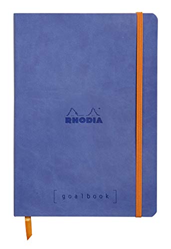 Rhodia 117748C Notizheft Goalbook (DIN A5, 14,8 x 21 cm, Dot, praktisch und trendige, mit weichem Deckel, 90g, elfenbeinfarbigem Papier, 120 Blatt, Gummizug, Lesezeichen) 1 Stück, Zaphirblau von Rhodia