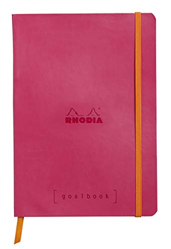 Rhodia 117752C Notizheft Goalbook (DIN A5, 14,8 x 21 cm, Dot, praktisch und trendige, mit weichem Deckel, 90g, elfenbeinfarbigem Papier, 120 Blatt, Gummizug, Lesezeichen) 1 Stück, Himbeer von Rhodia