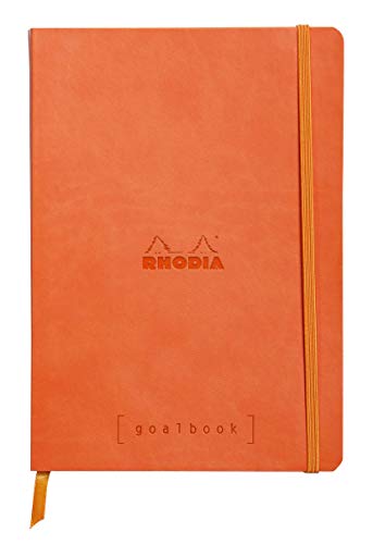 Rhodia 117754C Notizheft Goalbook (DIN A5, 14,8 x 21 cm, Dot, praktisch und trendige, mit weichem Deckel, 90g, elfenbeinfarbigem Papier, 120 Blatt, Gummizug, Lesezeichen) 1 Stück, Tangerine von Rhodia