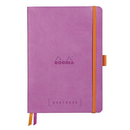Rhodia 117771C Notizheft Goalbook (DIN A5, 14,8 x 21 cm, kariert, praktisch und trendige, mit weichem Deckel, 90g, elfenbeinfarbigem Papier, 120 Blatt, Gummizug, Lesezeichen) 1 Stück, Lila von Rhodia