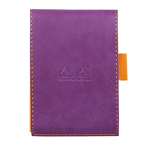 Rhodia 118110C Rhodiarama Notizblock (mit Schutzhülle Kunstleder, 8,4 x 11,5 cm, kariert, schick und elegant, Innentasche, ideal für Ihre Notizen) 1 Set, violett von Rhodia