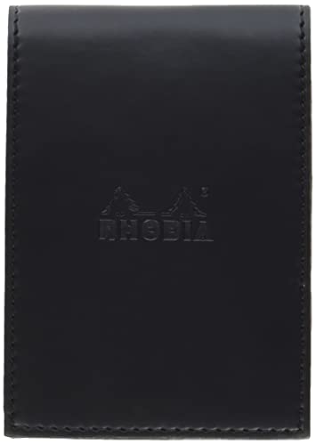 Rhodia 118119C Notizblock N°11 (mit Schutzhülle Kunstleder, 8,4 cm x 11,5 cm, Premium Velinpapier 80g, elfenbein, 80 Blatt, kariert) 1 Set, schwarz von Rhodia