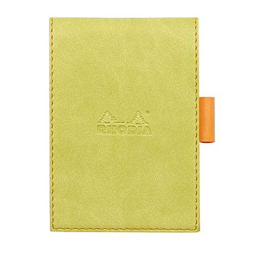 Rhodia 118206C Rhodiarama Notizblock (mit Schutzhülle Kunstleder, 8,4 x 11,5 cm, liniert, schick und elegant, ideal für Ihre Notizen) 1 Set, anisgrün von Rhodia