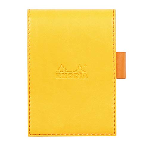 Rhodia 118216C Rhodiarama Notizblock (mit Schutzhülle Kunstleder, 8,4 x 11,5 cm, liniert, schick und elegant, ideal für Ihre Notizen) 1 Set, gelb von Rhodia