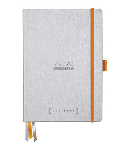 Rhodia 118570C Notizheft Goalbook (DIN A5, 14,8 x 21 cm, Dot, praktisch und trendige, mit festem Deckel, 90g weißes Papier, 120 Blatt) 1 Stück, Silber von Rhodia