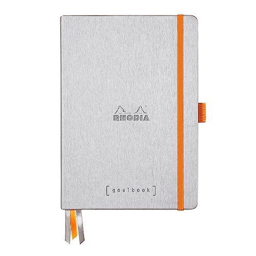 Rhodia 118570C Notizheft Goalbook (DIN A5, 14,8 x 21 cm, Dot, praktisch und trendige, mit festem Deckel, 90g weißes Papier, 120 Blatt) 1 Stück, Silber von Rhodia