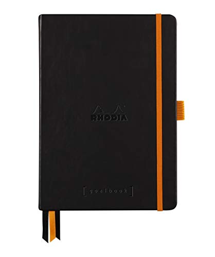Rhodia 118571C Notizheft Goalbook (DIN A5, 14,8 x 21 cm, Dot, praktisch und trendige, mit festem Deckel, 90g weißes Papier, 120 Blatt) 1 Stück, Schwarz von Rhodia