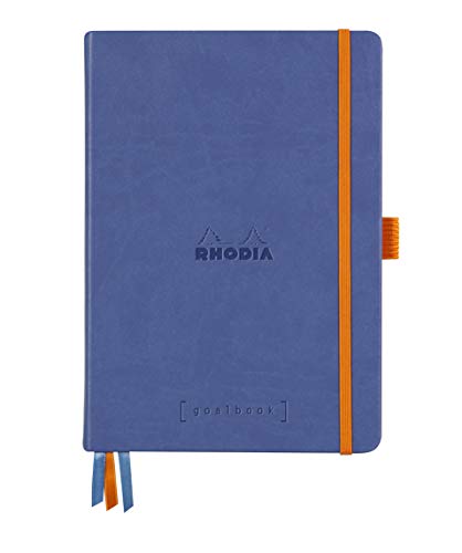 Rhodia 118577C Notizheft Goalbook (DIN A5, 14,8 x 21 cm, Dot, praktisch und trendige, mit festem Deckel, 90g weißes Papier, 120 Blatt) 1 Stück, Saphirblau von Rhodia