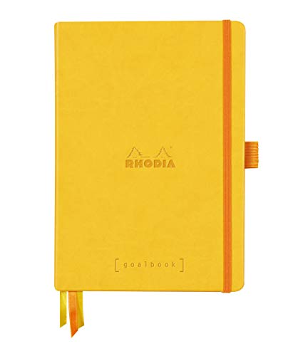 Rhodia 118585C Notizheft Goalbook (DIN A5, 14,8 x 21 cm, Dot, praktisch und trendige, mit festem Deckel, 90g weißes Papier, 120 Blatt) 1 Stück, Gelb von Rhodia