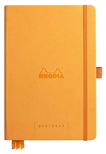 Rhodia 118785C GoalBook (DIN A5, 14,8 x 21 cm, 120 Blatt, dot-Lineatur, 90 g, elegant und praktisch) 1 Stück, Orange von Rhodia