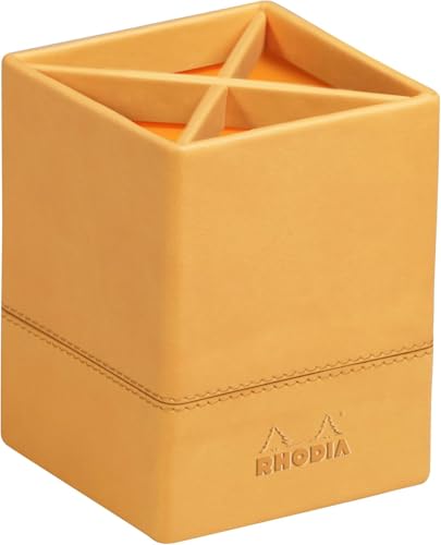 Rhodia 118810C ePure Stifteköcher (aus Kunstleder, 11 x 9 cm, ideal für Ihr Schreibtisch, 4 Fächer) 1 Stück orange von Rhodia