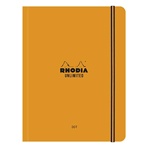 Rhodia 118968C Notizbuch Unlimited (DIN A5+, 16 x 21 cm, 60 Blatt, 80 g, dot, elegant und praktisch) 1 Stück orange von Rhodia