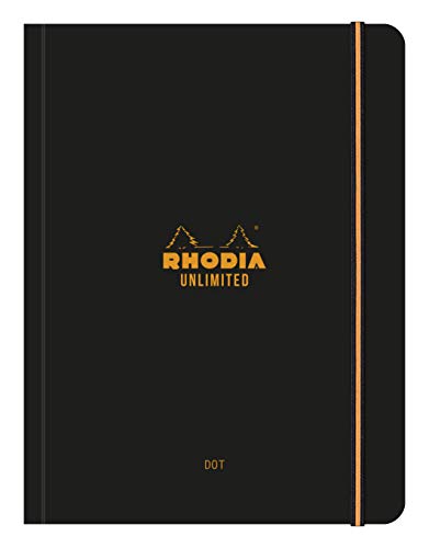 Rhodia 118969C Notizbuch Unlimited (DIN A5+, 16 x 21 cm, 60 Blatt, 80 g, dot, elegant und praktisch) 1 Stück schwarz von Rhodia