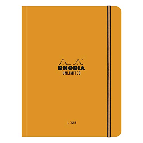 Rhodia 118978C Notizbuch Unlimited (DIN A5+, 16 x 21 cm, 60 Blatt, 80 g, liniert mit Rand, elegant und praktisch) 1 Stück orange von Rhodia