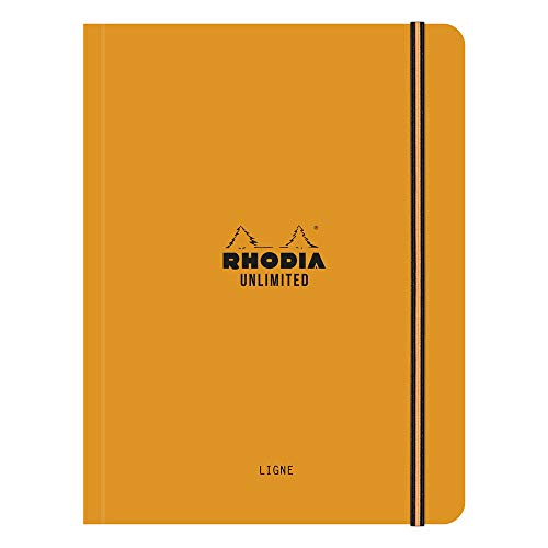 Rhodia 118978C Notizbuch Unlimited (DIN A5+, 16 x 21 cm, 60 Blatt, 80 g, liniert mit Rand, elegant und praktisch) 1 Stück orange von Rhodia