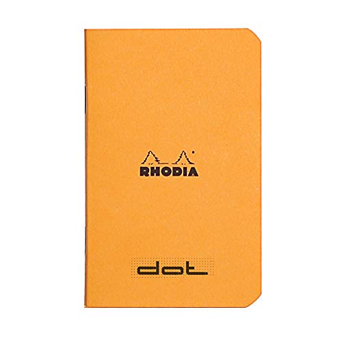 Rhodia 119156C - Notizheft Classic 7,5 x12 cm, 24 Blatt, dot, Clairefontaine Papier weiß 80g, Orange, 1 Stück von Rhodia