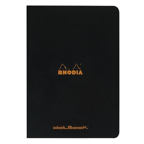 Rhodia 119166Cpack - Packung 10 Notizheft - Kladde geheftet, DIN A4 (21x29,7 cm), dot-punktkariert, 48 Blatt, 80g, Schwarz, 1 Pack von Rhodia