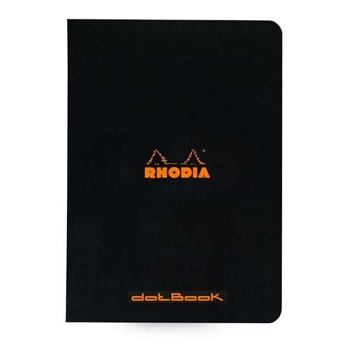 Rhodia 119186Cpack - Packung 10 Notizheft - Kladde geheftet, DIN A5 (21x14,8 cm), dot-punktkariert, 48 Blatt, 80g, Schwarz, 1 Pack von Rhodia