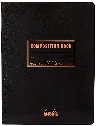 Rhodia 119249C - Heft Composition Book 80 Blatt, 19x25 cm 80g liniert, Schwarz, 1 Stück von Rhodia