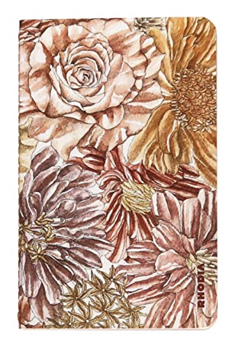 Rhodia 120028C - Rhodia ORANGE Botanique - Notizheft 9x14 cm liniert 32 Blatt, elfenbeinfarbiges 90g Papier, Soft Touch Einband, Blumenmotiven, 1 Stück von Rhodia
