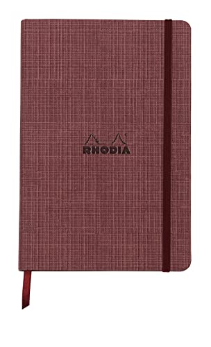 Rhodia 120033C - Rhodia ORANGE Botanique - Heft geleimt, mit festem Deckel aus Kunstleder, DIN A5 liniert, 96 Blatt, elfenbeinfarbiges Papier 90g, Amarant, 1 Stück von Rhodia