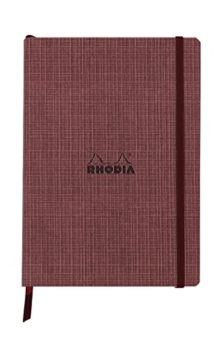 Rhodia 120034C - Rhodia ORANGE Botanique - Heft mit flexiblem Einband aus Kunstleder, DIN A5 liniert, 80 Blatt, elfenbeinfarbiges 90g Papier, Amarant, 1 Stück von Rhodia