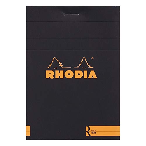 Rhodia 122008C Notizblock (elfenbein, blanko, 90 g, 85 x 120 mm, 70 Blatt, ideal für Ihre Notizen) 1 Stück schwarz von Rhodia