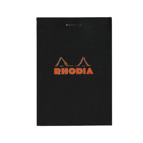 Rhodia 122009C - Notizblock N°12 (geheftet, mikroperforiert, kariert, 85 x 120 mm, 80 Blatt) 1 Stück schwarz von Rhodia